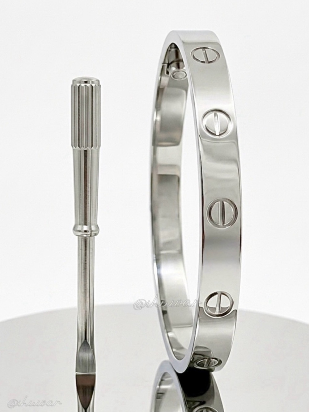 New Silver Screw Motif Bangle Bracelet with Screwdriver Unisex Luxury Style